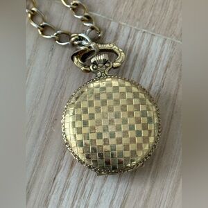 Wittnauer Pocket Watch Super Rare Mechanical Gold Dial Checkered Case Works